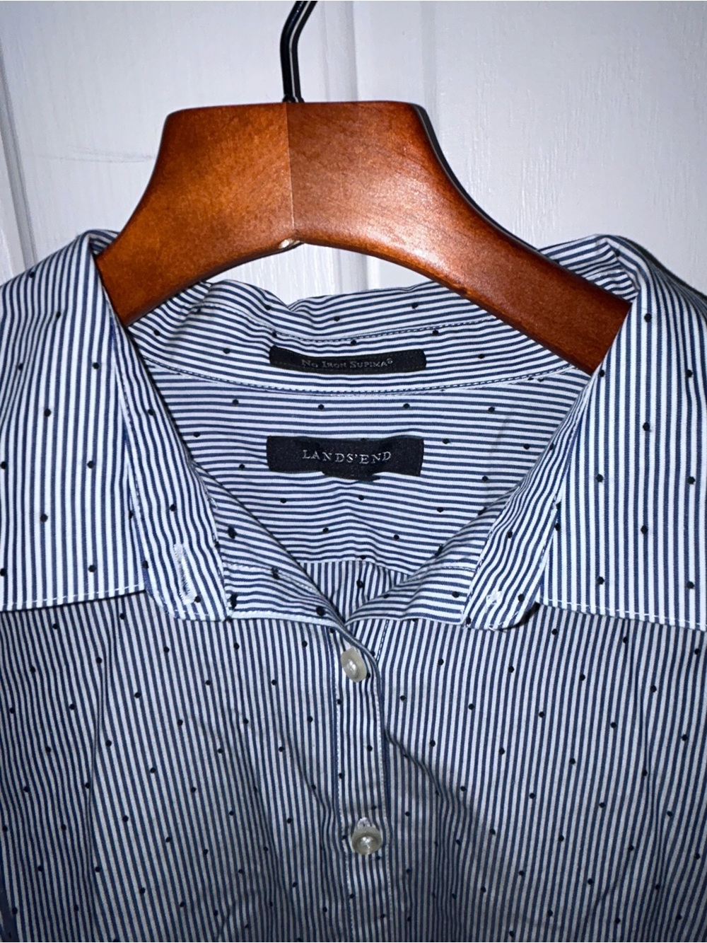 Lands' End womens Navy Stripe Button-Down Shirt size 18